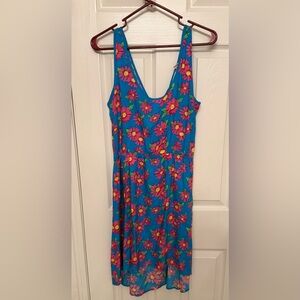 Derek Heart Vibrant Floral Midi Dress, Open Back with tie